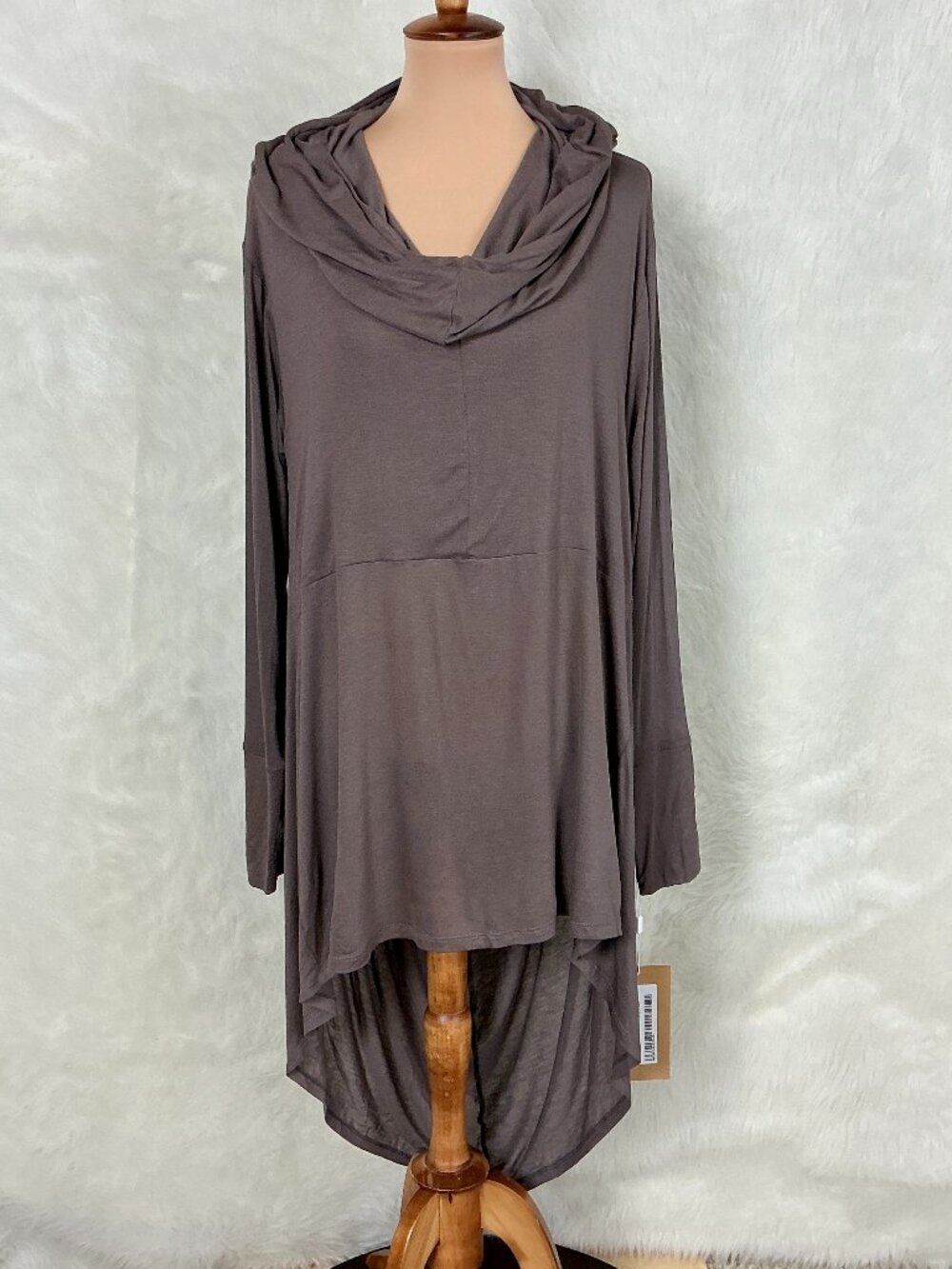 Marcella New York Long Sleeve Drape Oslo Tunic Anthracite Brown Gray NWT XL